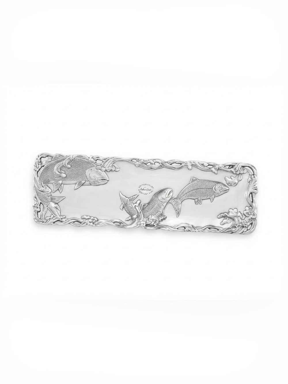 Arthur Court Silver Fish Embossed Rectangular Tray - Picture 5 of 6